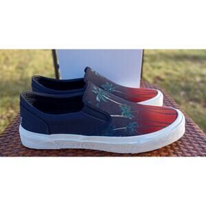 $550 Celine Elliot Hawai Canvas Low Top Slip On Sneakers Skate Shoes 44/US 10.5